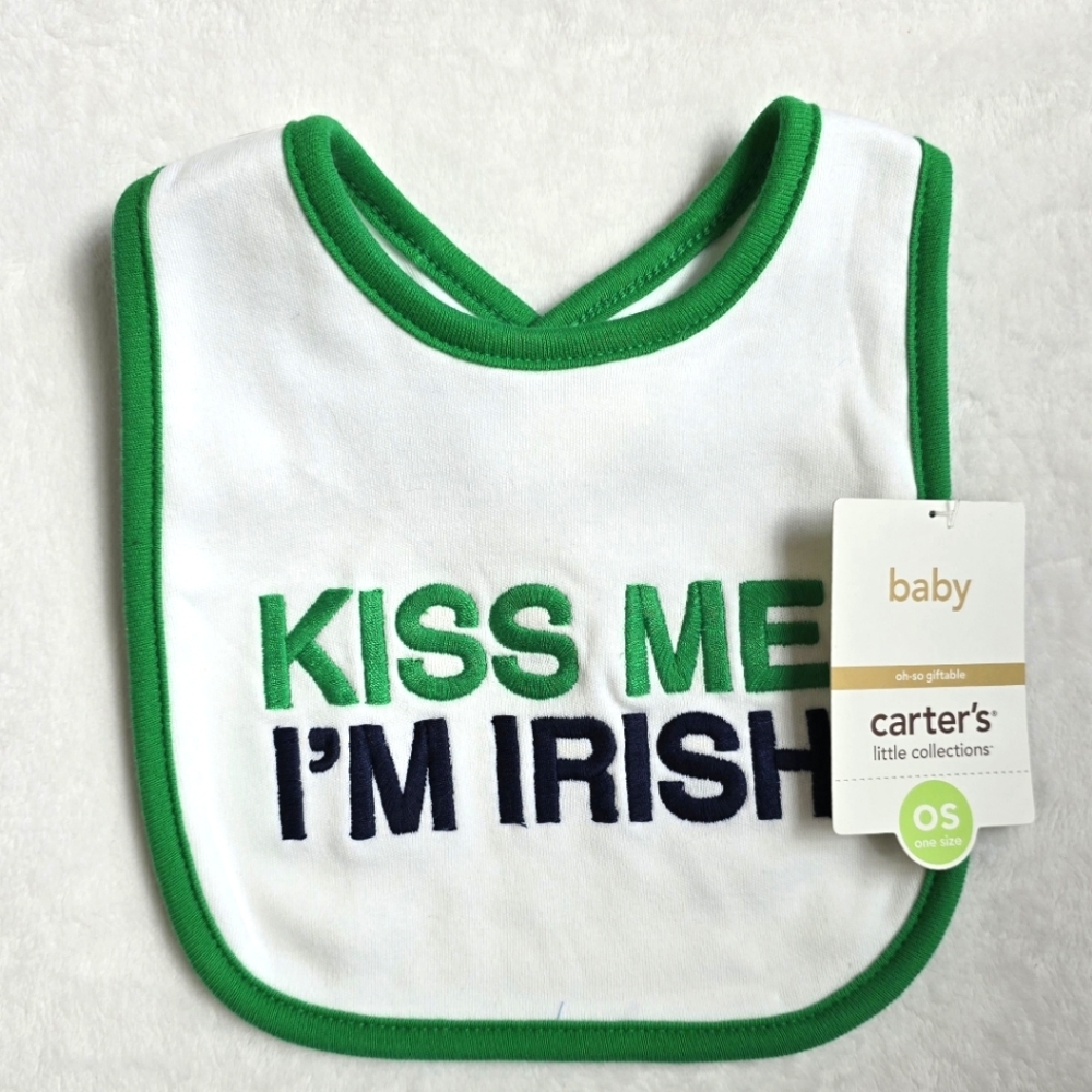 NWT 1st ST PATRICK'S DAY BIB 💚 Baby BOYS 💚 KISS ME I'M IRISH - (Q2)